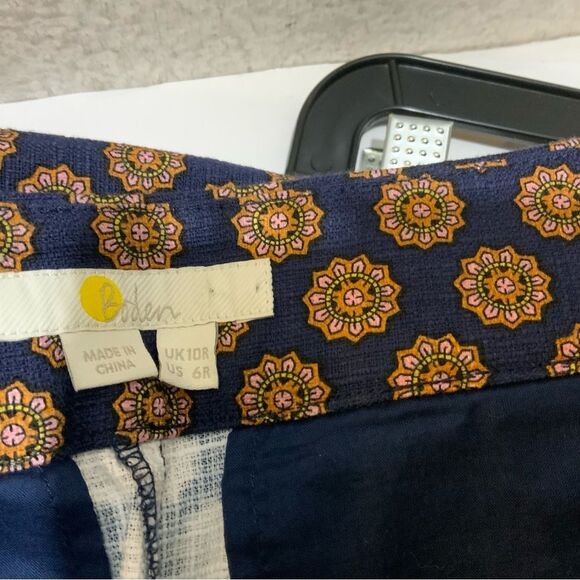 NWOT Boden cropped Print pants Trousers BLUE & ORANGE Size 6R - Picture 5 of 7